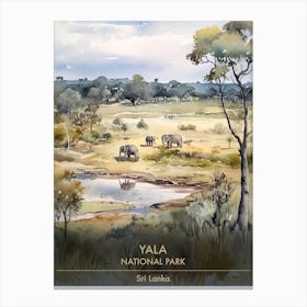 Yala National Park Sri Lanka Watercolour 4 Canvas Print
