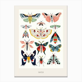Colourful Insect Illustration Moth 19 Poster Canvas Print