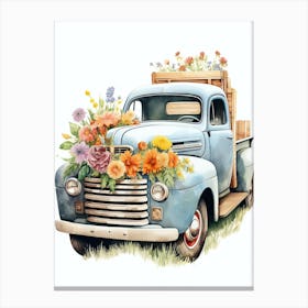 Cowgirl Truck With Flowers 3 Canvas Print