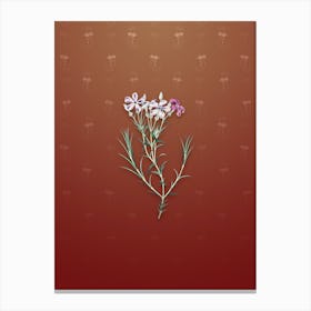 Vintage Shewy Phlox Flower Botanical on Falu Red Pattern Canvas Print