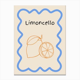 Limoncello Doodle Poster Blue & Orange Canvas Print