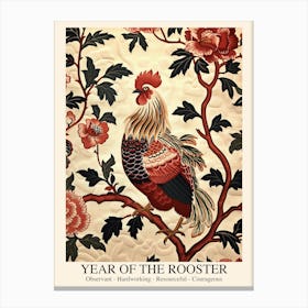 Chinese Lunar Year Of The Rooster 2 William Morris Style Canvas Print