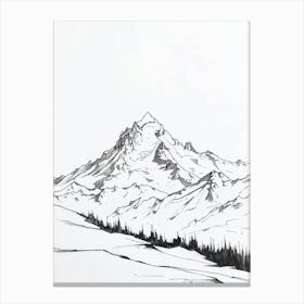 Mount Rainier Usa Line Drawing 4 Canvas Print