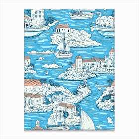 Dubrovnik In Croatia, Inspired Travel Pattern 4 Canvas Print