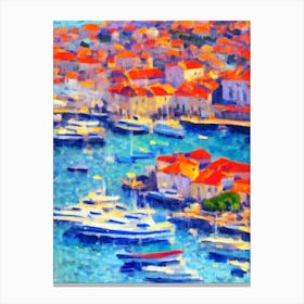 Port Of Dubrovnik Croatia Brushwork Painting harbour Canvas Print