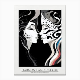 Harmony And Discord Abstract Black And White 1 Poster Canvas Print