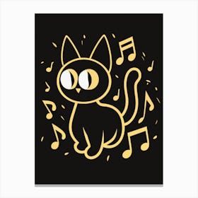 Cat With Music Notes 16 Canvas Print