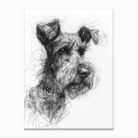 Kerry Blue Terrier Dog Charcoal Line Canvas Print
