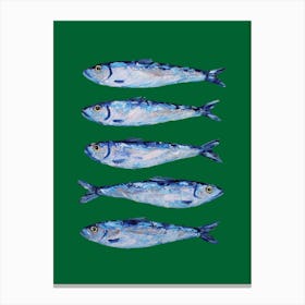 Sardines on Forest Green Canvas Print