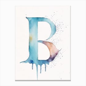 B, Letter, Alphabet Minimalist Watercolour 8 Canvas Print