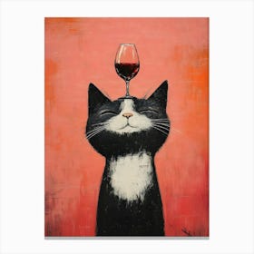 Cat Balances Wine 4 Canvas Print