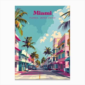 Miami Florida Summer Travel Art Illustration Canvas Print