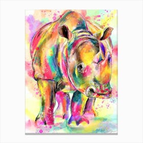 Rhino Watercolor Painting Canvas Print