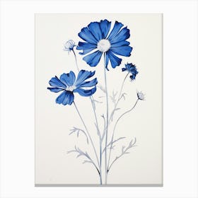 Blue Botanical Cosmos 2 Canvas Print