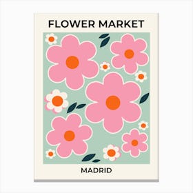 Flower Market Madrid Pink Orange Green Canvas Print