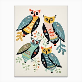 Folk Style Bird Painting Great Horned Owl 2 Canvas Print