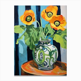Flowers In A Vase Still Life Painting Poppy 1 Canvas Print