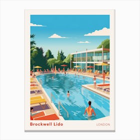 Brockwell Lido London Swimming Poster Canvas Print