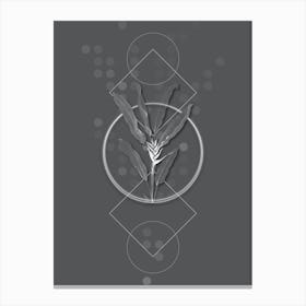 Vintage Parrot Heliconia Botanical with Line Motif and Dot Pattern in Ghost Gray n.0146 Canvas Print