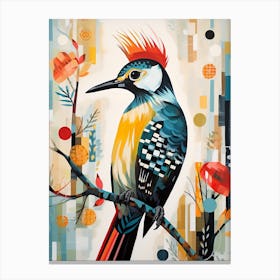 Bird Painting Collage Woodpecker 4 Canvas Print