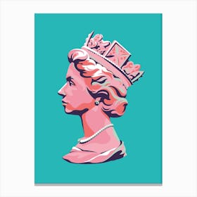 Queen Elizabeth Platinum Jubilee Teal Canvas Print