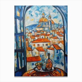 Window View Of Lisbon Portugal In The Style Of Cubism 4 Canvas Print