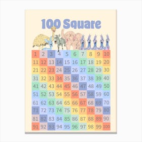 Rainbow 100 Square Children’s Maths Print Canvas Print