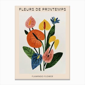 Spring Floral French Poster  Flamingo Flower 3 Canvas Print