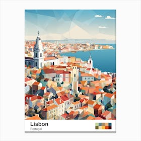 Lisbon, Portugal, Geometric Illustration 4 Poster Canvas Print
