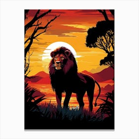 African Lion Sunset Silhouette 1 Canvas Print