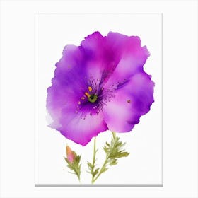 Purple Poppy Mallow Wildflower Watercolour 2 Canvas Print