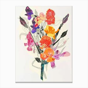 Celosia 1 Collage Flower Bouquet Canvas Print