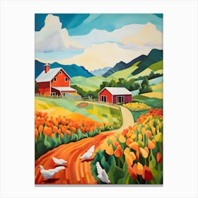 "Blooming Fields: Tulips of the Farmstead" Canvas Print