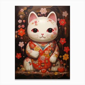 Maneki Neko Lucky Cat Japanese 4 Canvas Print