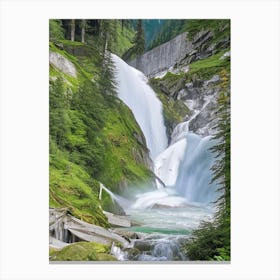 Krimml Waterfalls, Austria Realistic Photograph (2) Canvas Print