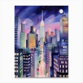 New York City At Night Painting Canvas Print