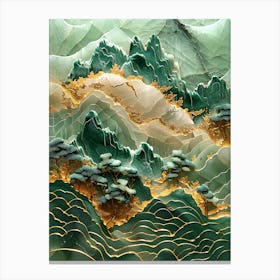 Gold Inlaid Jade Carving Landscape 1 Canvas Print