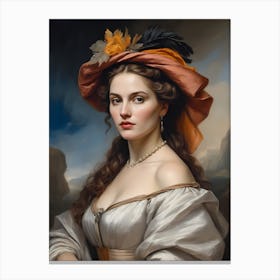 Elegant Classic Woman Portrait Painting (10) Canvas Print