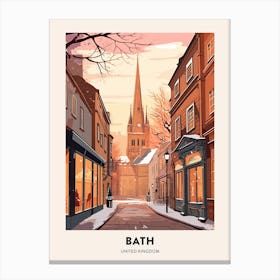 Vintage Winter Travel Poster Bath United Kingdom 2 Canvas Print