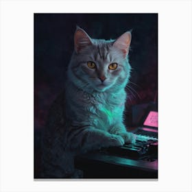 Cat Playing Keyboard 1 Canvas Print