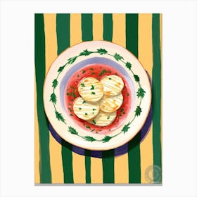 A Plate Of Eggplant, Top View Food Illustration 3 Canvas Print