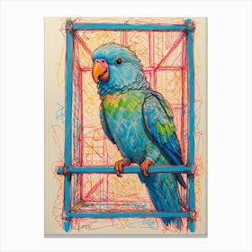 Blue Parrot In Cage Canvas Print