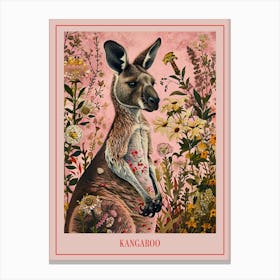 Floral Animal Painting Kangaroo Poster Canvas Print