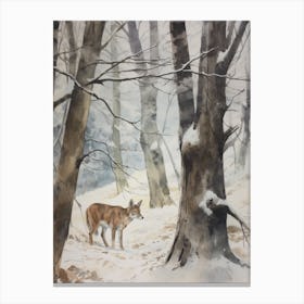 Winter Watercolour Coyote 2 Canvas Print