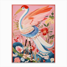 Maximalist Bird Painting Flamingo Canvas Print