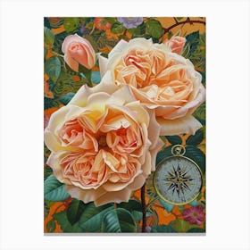 English Roses Painting Rose With A Compass 2 Canvas Print