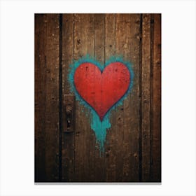 Heart On A Wooden Door 3 Canvas Print