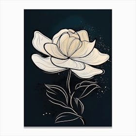 Line Art Lotus Flowers Illustration Neutral 14 Canvas Print