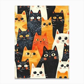 Perfectly Repeatable Artwork With Cute Cat Faces 03 Canvas Print