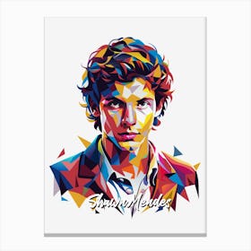 Shawn Mendes 01 Portrait Music Icon WPAP Pop Art Style Canvas Print